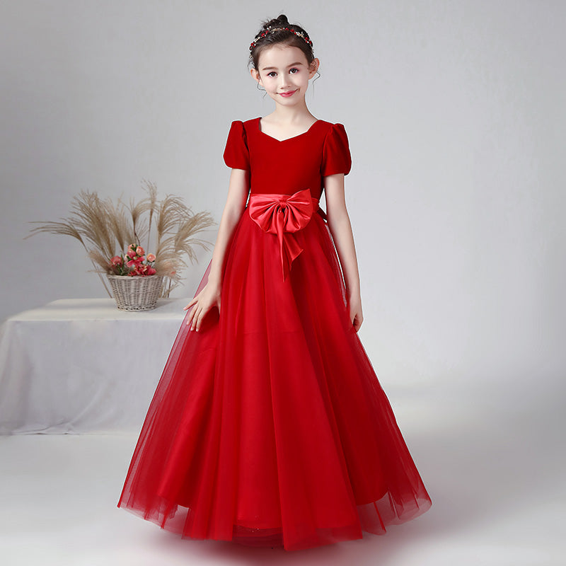Dideyttawl Girls Christmas Dress Junior Formal Dresses For Special Occasion Elegant V-Neck Party Dress Red Velvet Ball Gown Puff Sleeves, Red / 10 Dideyttawl Girls Christmas Dress Junior Formal Dresses For Special Occasion Elegant V-Neck Party Dress Red Velvet Ball Gown Puff Sleeves, Red / 10