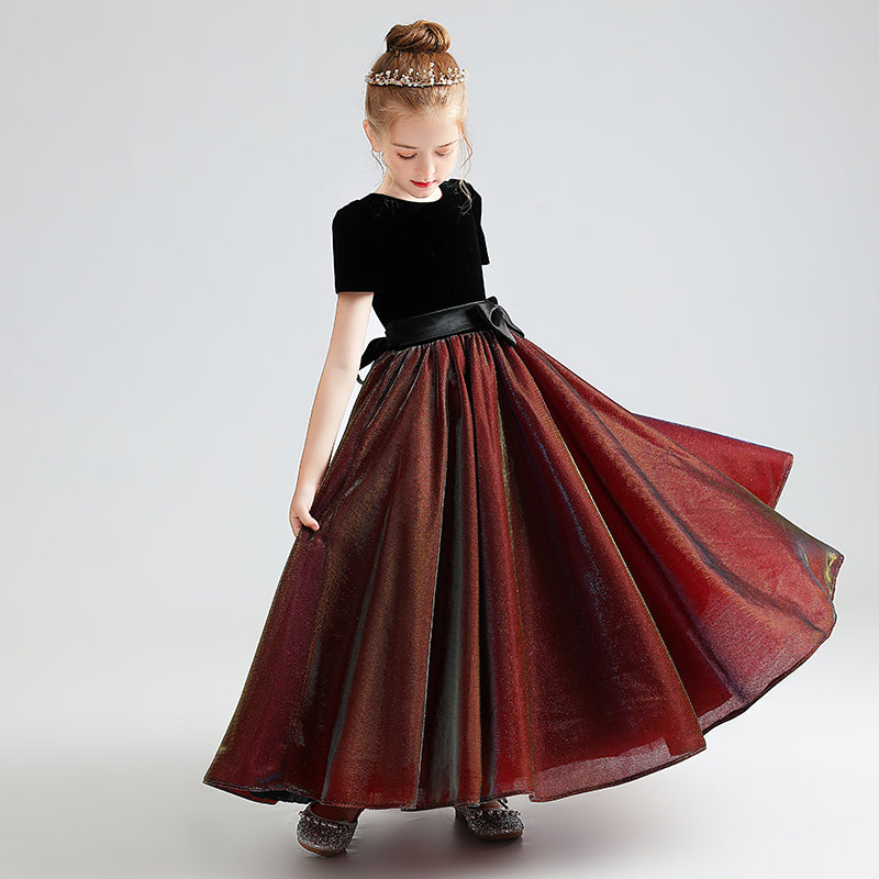 Christmas Party Dresses For Juniors Girls Velvet Special Occasion Dresses Short Sleeve