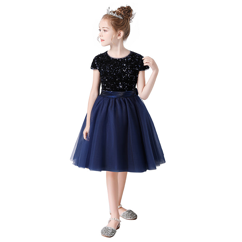 Girls Formal Dresses Mini Sequins Flower Girl Dresses Short Tulle Juniors Bridesmaid Girls Special Occasion Dresses
