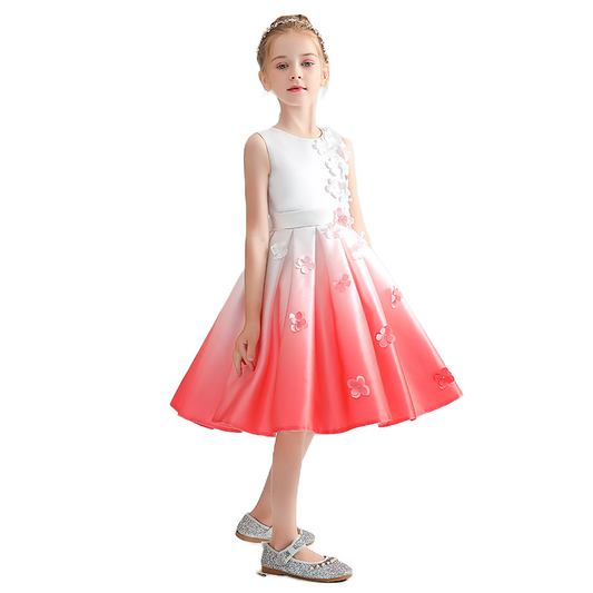 Round Neck Homecoming Dresses For Girls Teens Party Dress Satin Flower Girl Dresses Sleeveless