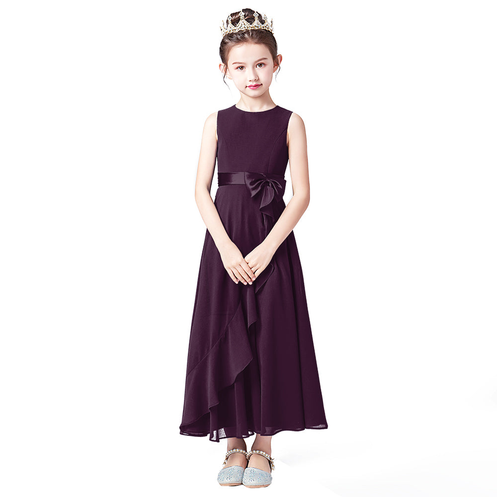 Little GirlS Long Juniors Bridesmaid Dress Wedding Flower Girls Formal Party Pageant Dresses Chiffon Sleeveless Maxi Dress