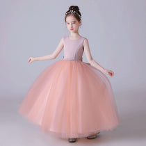 Dideyttawl Girls Blush Pink Princess Dress Sleeveless Tulle Ball Gown for Wedding Party