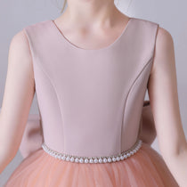 Dideyttawl Girls Blush Pink Princess Dress Sleeveless Tulle Ball Gown for Wedding Party