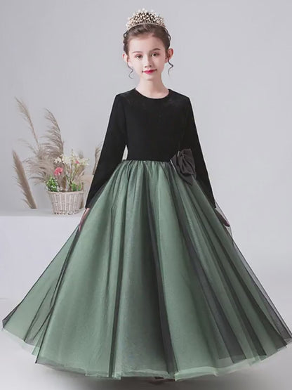 Girls Dark Green Pageant Dress Velevt dresses for special occasions Floor Length Formal Teen Girl Gown