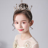 Gold Crystal Pearl Hair Accessories Front View