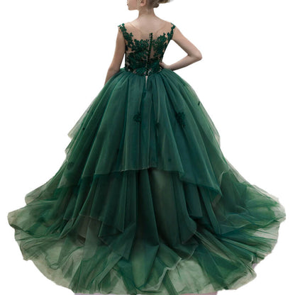 Dideyttawl Dark Green Teens Cocktail Party Dress Birthday Dress For Girls Puffy Tulle Prom Ball Gown with Train, Dark Green / 6 Dideyttawl Dark Green Teens Cocktail Party Dress Birthday Dress For Girls Puffy Tulle Prom Ball Gown with Train, Dark Green / 6