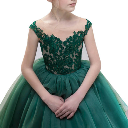 Dark Green Teens Cocktail Dress Birthday Party Dress For Girls Trailing Gown