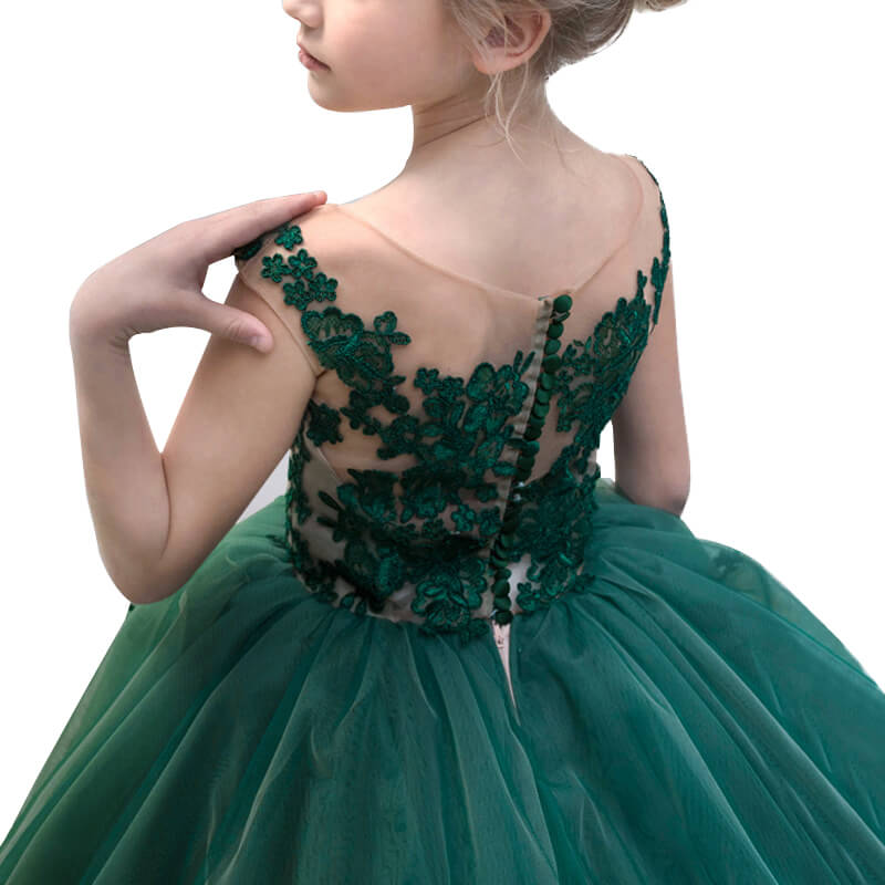 Dark Green Teens Cocktail Dress Birthday Party Dress For Girls Trailing Gown