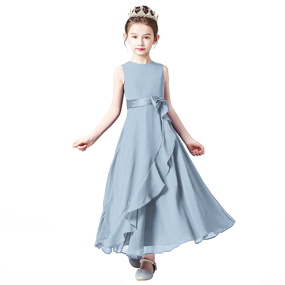 Little GirlS Long Juniors Bridesmaid Dress Wedding Flower Girls Formal Party Pageant Dresses Chiffon Sleeveless Maxi Dress