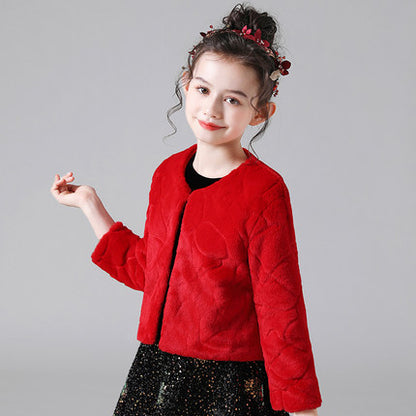 Junior Burgundy Shawl Evening Top Dress Coat