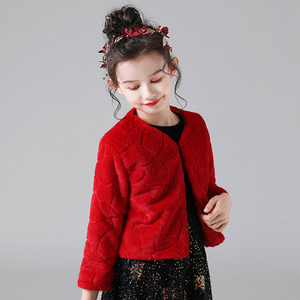 Junior Burgundy Shawl Evening Top Dress Coat