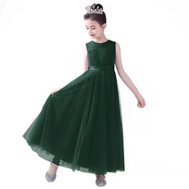 Dideyttawl Dusty Blue Flower Girl Dress Sleeveless Tulle Floor-Length Gown
