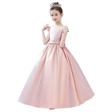 Dideyttawl Girls Princess Pageant Dresses Teens Birthday Party Ball Gown Shining Satin Prom Formal Dress, Pink / 6