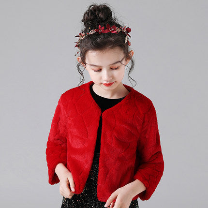 Junior Burgundy Shawl Evening Top Dress Coat