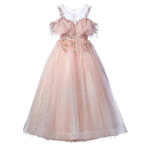 Pink Beading Flower Girl Dress | A-Line Princess Dress-Dideyttawl Pink Beading Flower Girl Dress | A-Line Princess Dress-Dideyttawl