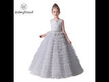 Dideyttawl Formal Dress with Sleeveless Lace Bodice and Tiered Tulle Skirt