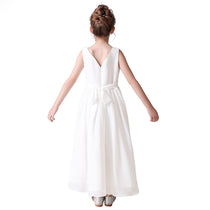 Dideyttawl Little Girls Chiffon Pageant Dress Formal Party Long Flower Girl Dresses Wedding Sleeveless Junior Bridesmaid Dress