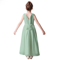Dideyttawl Little Girls Chiffon Pageant Dress Formal Party Long Flower Girl Dresses Wedding Sleeveless Junior Bridesmaid Dress