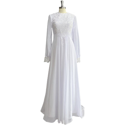 A-Line Boho Wedding Dress 2025 Long Sleeves High Neck Vintage Bridal Dress