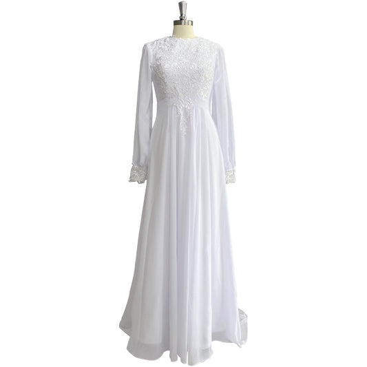 A-Line Boho Wedding Dress 2025 Long Sleeves High Neck Vintage Bridal Dress