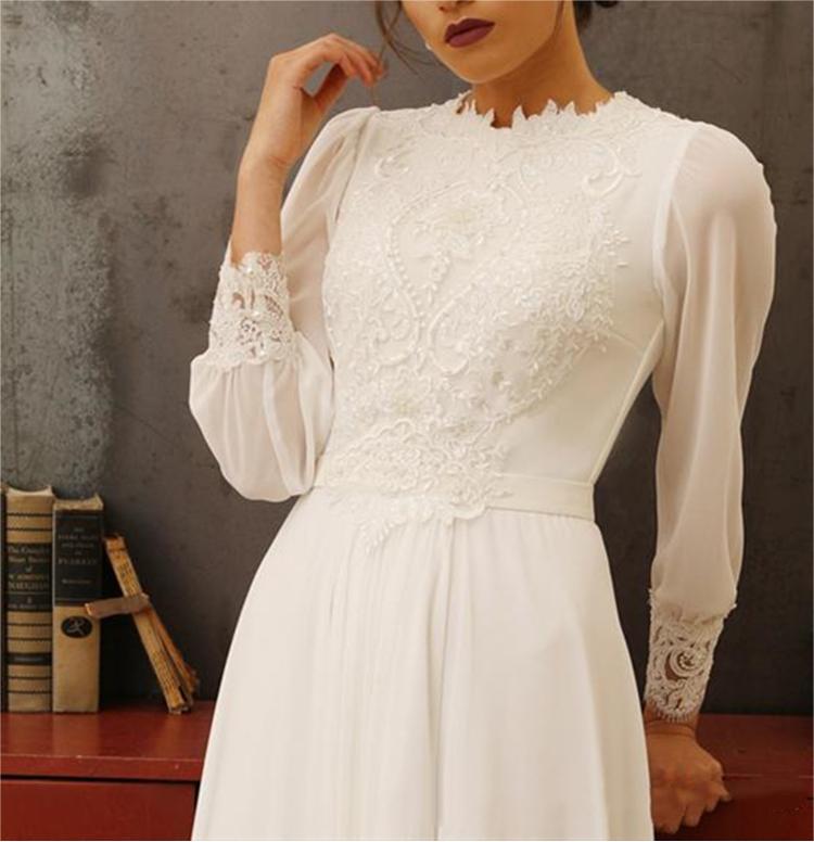 A-Line Boho Wedding Dress 2025 Long Sleeves High Neck Vintage Bridal Dress