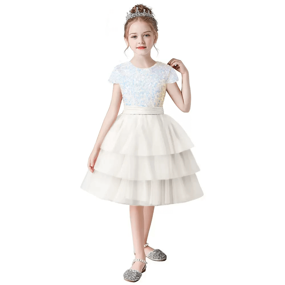 Elegant Blue Sequined Princess Evening Gown For Princess Flower Girls  Perfect For Weddings, Birthdays, Pageants, And Communion Arabic 3D Floral  Design Tulle Material Style 2023 From Weddingpromgirl, $59.71 | DHgate.Com